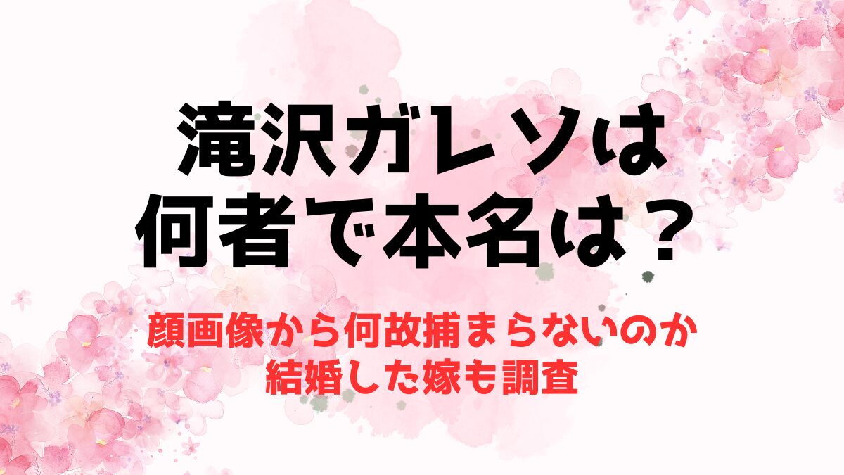 【顔画像】滝沢ガレソは何者で本名は？なぜ捕まらないのか結婚した嫁も調査