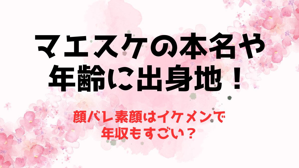 マエスケの本名や年齢に出身地！顔バレ素顔はイケメンで年収もすごい？