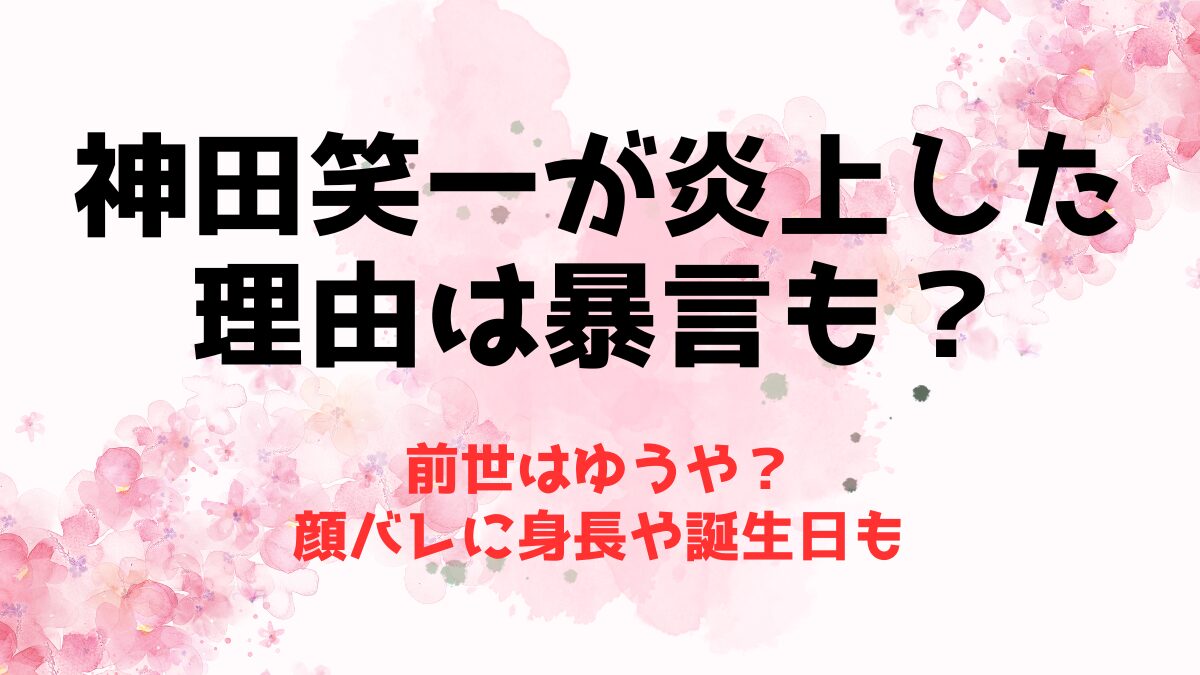 神田笑一が炎上した理由は暴言も？前世はゆうや？顔バレに身長や誕生日も