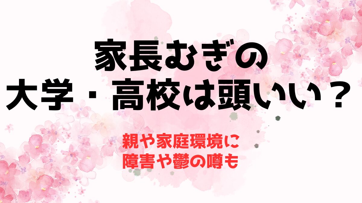 家長むぎの大学・高校は頭いい？親や家庭環境に障害や鬱の噂も