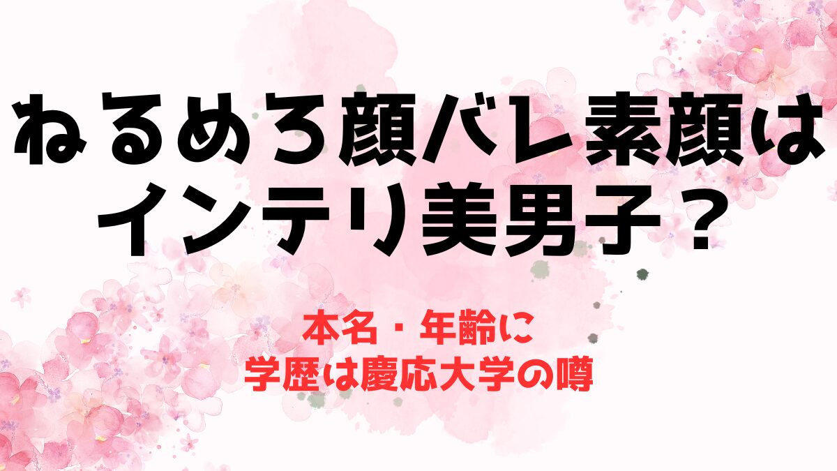 ねるめろの顔バレ素顔はインテリな美男子？本名・年齢に学歴は慶応大学の噂