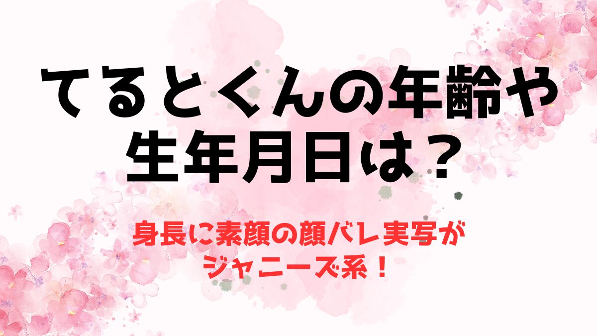 てるとくんの年齢や生年月日は？身長に素顔の顔バレ実写がジャニーズ系！